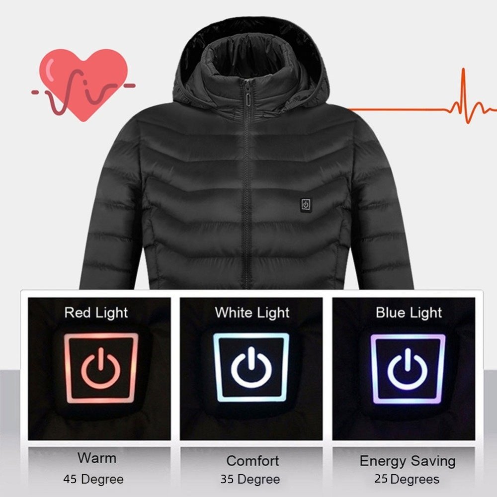 Winter Heated Jacket USB Electric Cotton Coat Zip-up Heater Thermal Clothing Heating Vest For Men – תמונה 9
