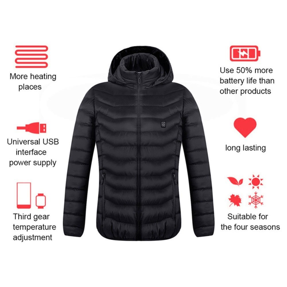 Winter Heated Jacket USB Electric Cotton Coat Zip-up Heater Thermal Clothing Heating Vest For Men – תמונה 7